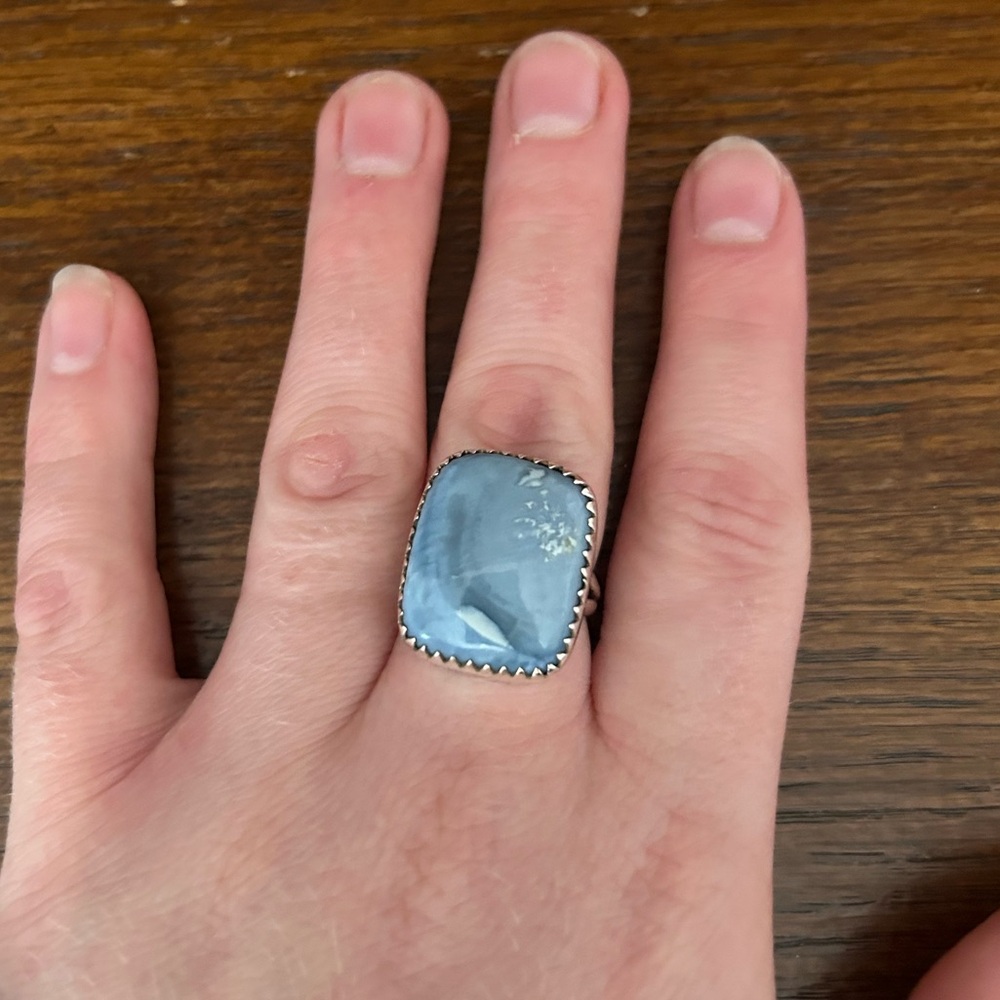 Sterling silver blue opal ring